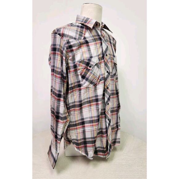 Vintage 60s Wrangler Cursive Label USA Western Plaid Pearl Buttons Nwot 16-34 - Picture 2 of 12